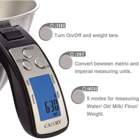 Digital Kitchen Food Scale Measuring Bowl LED Display by Camry - Picture 3 of 13